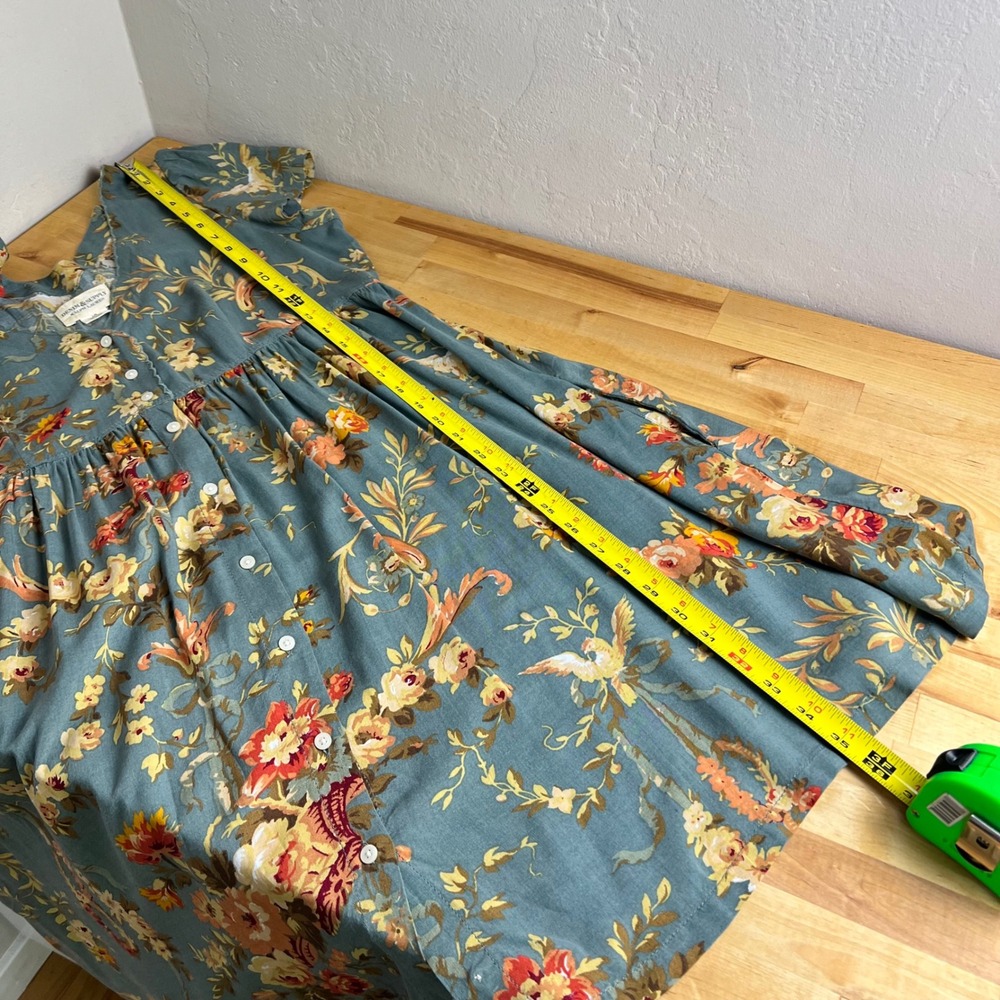 Denim & Supply Ralph Lauren Dress Floral Button Front Women Size Large Blue Boho - Picture 7 of 9